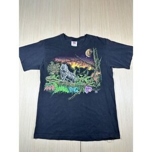 Vintage‎ Stand Out T-Shirt Mens Large Navy Blue Graphic Print Cotton Crew Neck